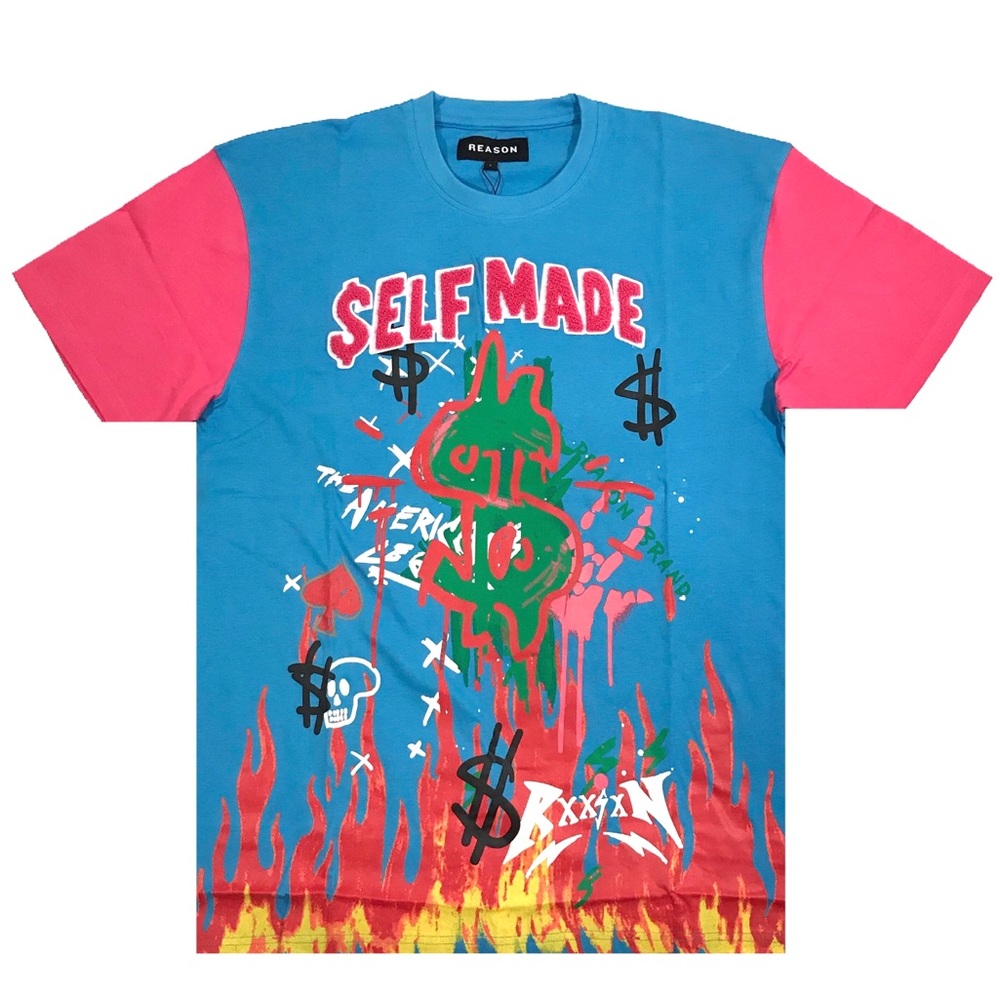 Men’s “Self Made” tee. Sizes M, L, and XL.